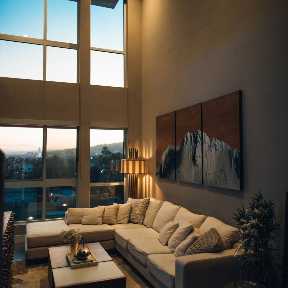 Modern painted living room interior
